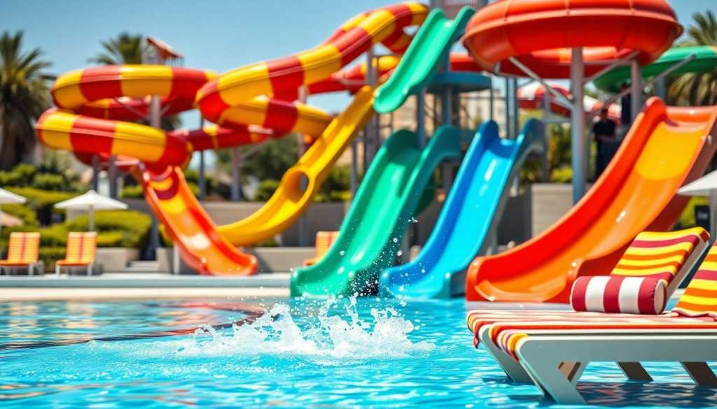 Zjeżdżalnie w hotelowym aquaparku w Turcji