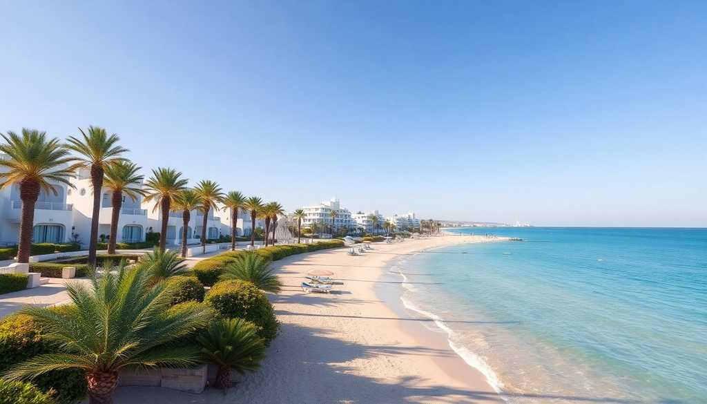 Plaża i hotele w Hammamecie w Tunezji