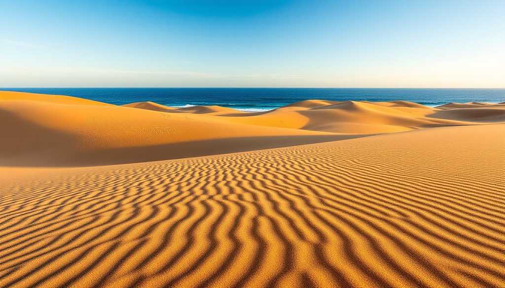 Złote wydmy Maspalomas schodzące do oceanu na Gran Canarii
